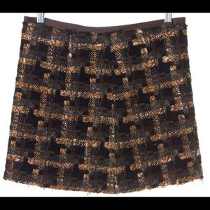 MILLY Plaids & Checks Tweed Wool Mini Skirt